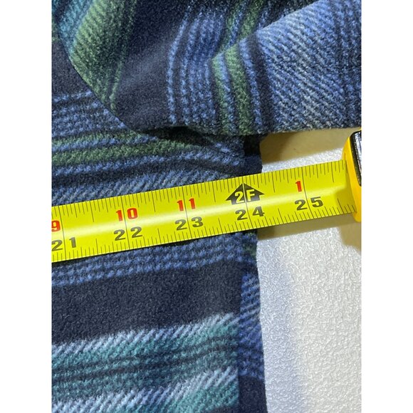 Eddie Bauer Mens Fast Fleece Shirt Large Striped Blue Green Long Sleeve Button - Picture 6 of 11